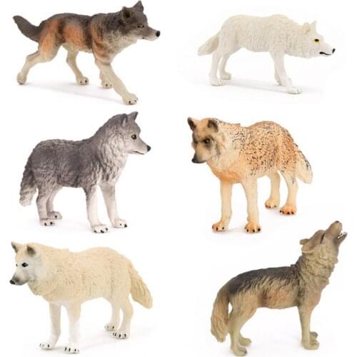 Lifelike Wild Wolf Animal Figure Plastic Figurine Crafts Kids Toy Desktop Decor Ornaments Simulation Animal Birthday Gift