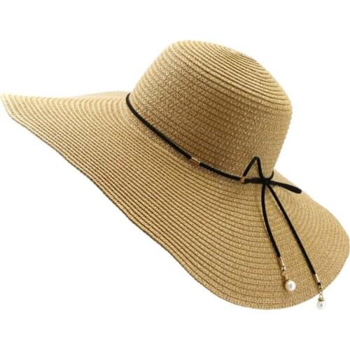 HT3624 Large Wide Brim Hat Women Floppy Straw Beach Hat Ladies Packable Spring Summer Sun Hat Female Travel Beach Cap Panama