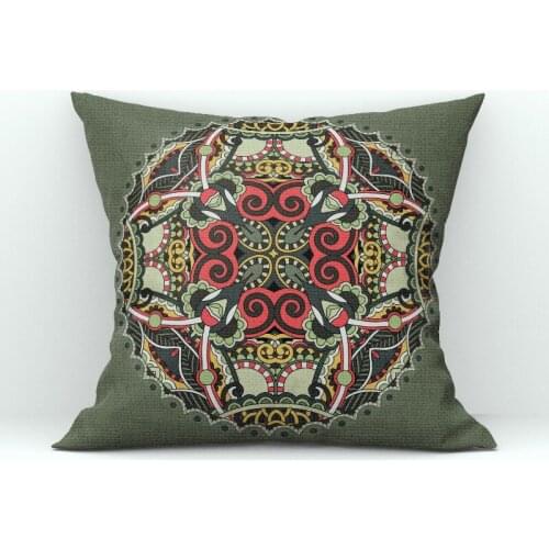 Mingzu style pillow light luxury bright silky printed with PP cotton core sofa cushion meditation