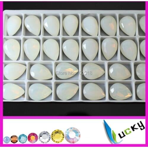 Super shiny pear crystal fancy K9 stones for jewelry making 36pcs 13x18mm white opal pointed back rhinestones