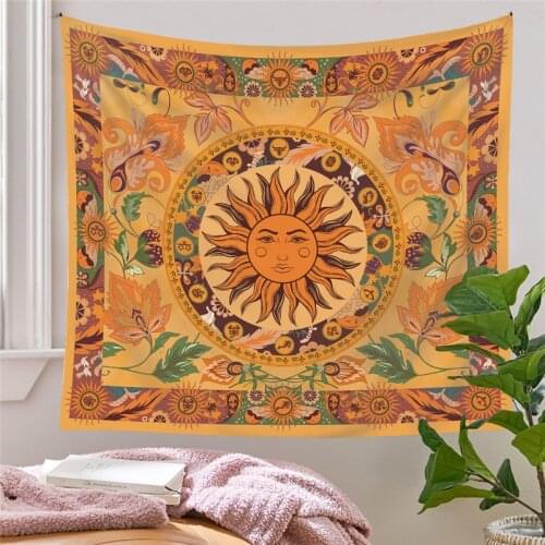 Tarot Card Decoration Tapestry Bohemian Sun Flower Face Tapestries Painting Living Room Bedroom Hanging Wall Bedroom Decor