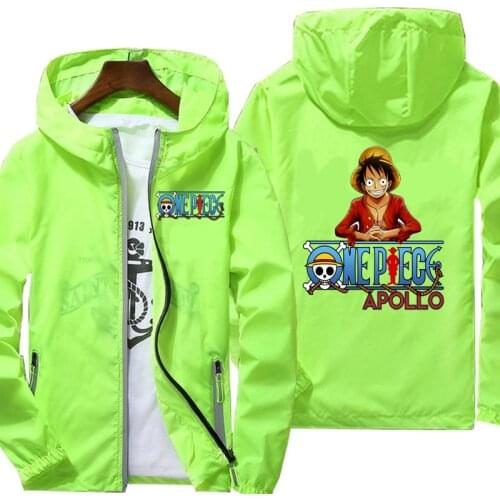 Spring jacket mens One Piece print street windbreaker hoodie Reflective zipper thin jacket women waterproof jacket coat