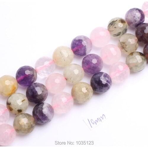 High Quality 10mm Faceted Natural Stone Round Shape DIY Gems Loose Beads Strand 15" Creative Jewellery Making w3415