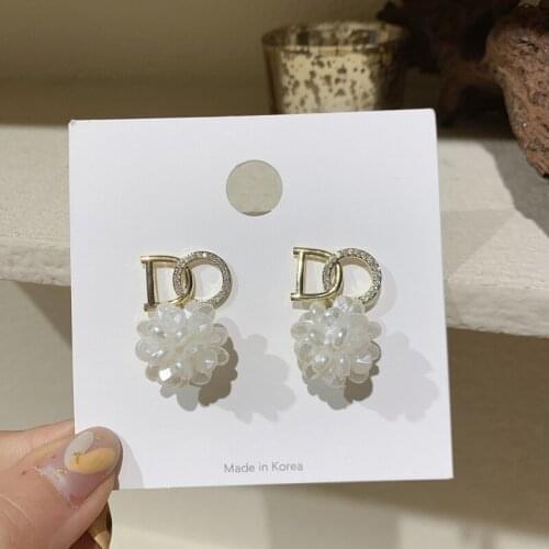 ​ZDMXJL 2021 Korean Fashion New Women Earring Letter Flower Stud Earrings Pandora 925 Original Jewelry Accessories Wholesale