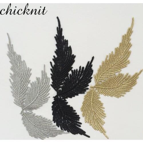 CHICKNIT 3 gold silver black Guipure lace Embroidery Leaf applique accessories DIY lace collar lace fabric patch JA20