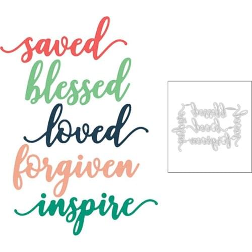 2020 New English Words Saved Blessed Loved Forgiven Inspire Metal Cutting Dies For Greeting Card Scrapbooking Making No Stamps