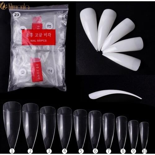 500pcs/bag French Fake Nails Half Cover Clear Display Tips Artificial Stiletto Designs Long Nails Extra Display Tips for women