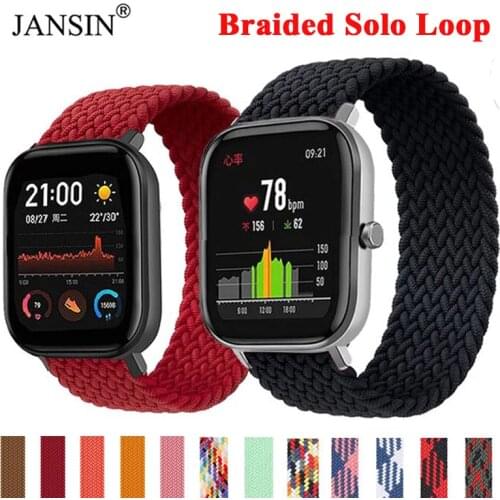 Nylon Elastic Strap 20mm Amazfit GTS 2 Bip S U Lite Band GTR 42mm Solo Loop For Garmin Vivoactive 3 Bracelet Watch Accessories