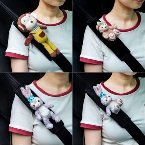 Automobile safety belt shoulder cover plush cartoon cute safety belt four seasons soft anti-wear interior decoration products fe