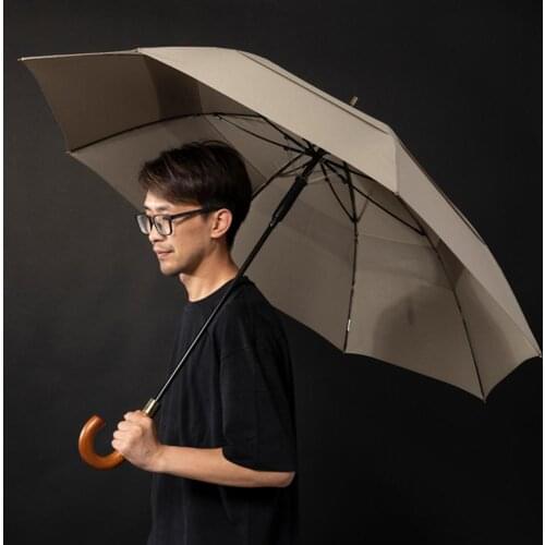 Parachase Big Umbrella Men Women Rain Double Layer Windproof 8 Ribs Wood Long Handle Umbrella Automatic Strong Guarda Chuva