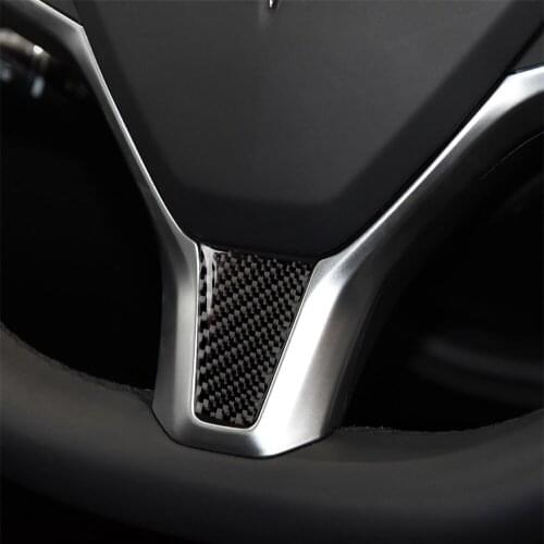 TESLA Car Interior Steering Wheel Cover Car Carbon Fiber Steering Wheel Decoration Cover Sticker for Tesla Model S Model X Decal