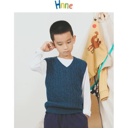 Hnne Kids Cable Knit V-Neck Sweater Vest 2021 Spring New Sleeveless Pullover Unisex Boy Girls Knitwear Childrens Waistcoat
