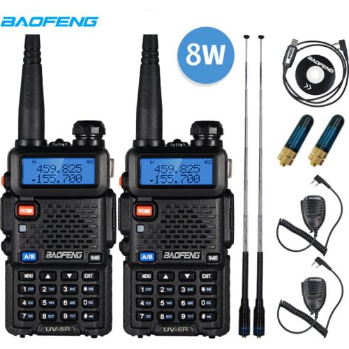 2pcs Two-way Radio Baofeng UV-5R Walkie Talkie UV5R Real 8W Amateur Ham CB Radio UV5R Dual Band Transceiver 10km Walkie Talkie