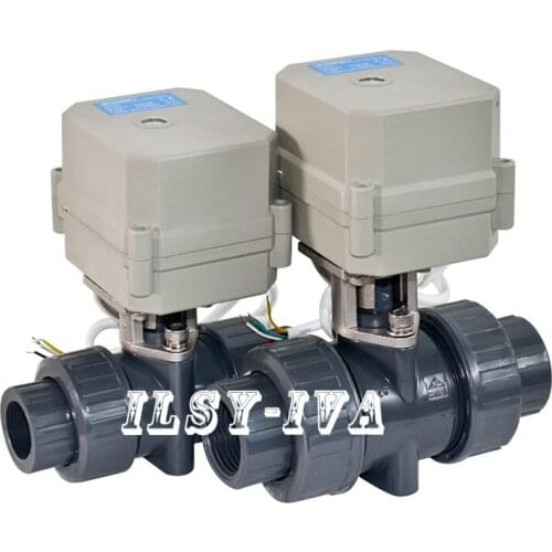 DN20 two Way PVC Motorized Ball Valve,5 wires control-Spring return Plastic electric ball valve
