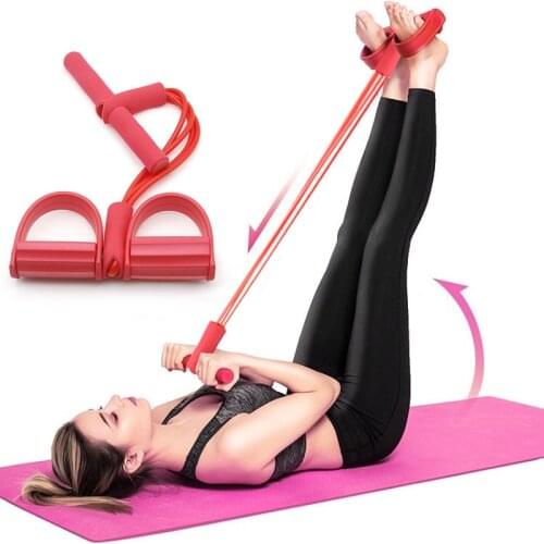 4 Tubes Resistance Bands Fitness Elastic Sit Up Pull Rope Exerciser Rower Belly Elastic Bands Home Gym Sports Training Equipment