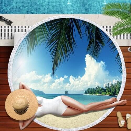 Coconut seaside scenery map Sea beach towel Pareo beach Towels Towel Beach cover up beach towel Bath towels miraculous For home