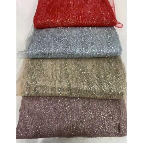 Good looking New arrival glued glitter African Lace Fabric JRB-71004 unique design African French Lace with glitter dress