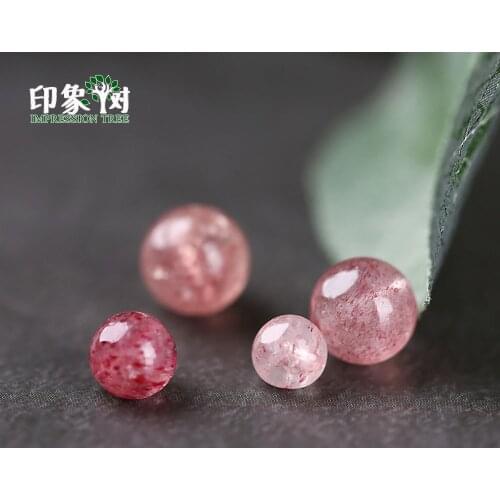 Natural Strawberry Quartz Round Loose Beads Pick Size 5/6/7/7.5mm Crystal Stone Beads Necklace Bracelets DIY Jewelry Making 2968