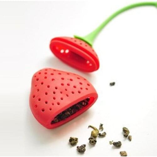 HOT Silicone Strawberry Loose Herbal Spice Infuser Filter Diffuser Tea Leaf Strainer Cute Tea Leaf Strainer High Quality Tea Bag