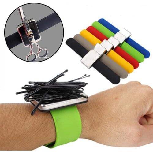 Magnetic Pin Bracelet Silicone Wrist Strap Arm Pin Cushion Holder Quilting Sewing Pins Wristband Barber Hair Clips Holder