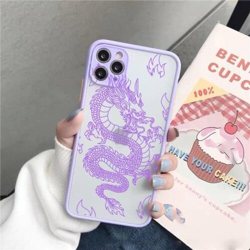 ZUIDID Fashion Black Red Dragon Phone Case For iPhone 11 12 Pro XS MAX X XR SE20 7 8 6Plus Animal Hard Matte Cover Clear Fundas