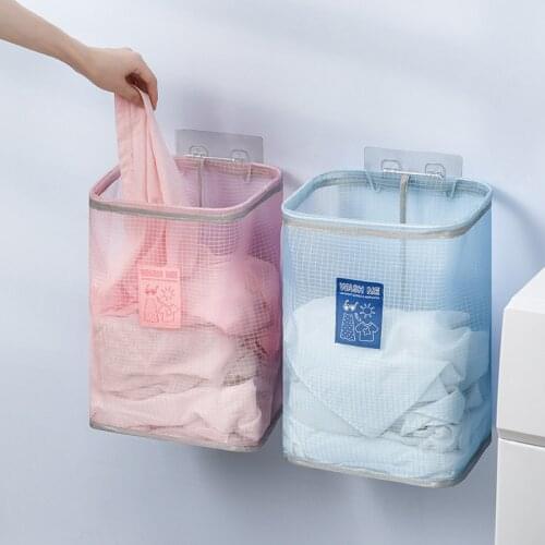 Large Wall hanging Dirty Clothes Laundry Basket Bathroom Multifunctional Mesh Breathable Wall-mounted Toy Clothes Storage Basket
