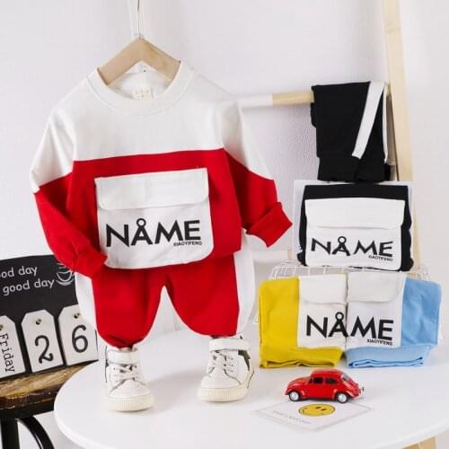 New Fashion Spring Autumn Children Clothes Baby Boys pocket t-shirt Pants 2Pcs/sets Infant Kids Cotton Toddler Casual Tracksuits