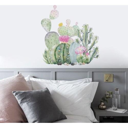 New Simple Style Green Cactus Succulent Wall Sticker Home Decoration Removable PVC Self-Adhesive WallPaper Living Room Art Decal