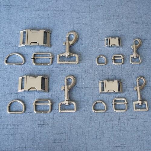 20 Sets 15mm/20mm/25mm/32mm Silver Metal D Ring Snap Hook Adjustable Release Buckle DIY For Paracord Pet Dog Leash Accessories