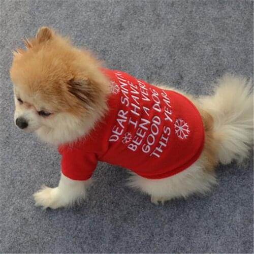 Christmas Winter Dog Clothes Letter Embroidery Fleece Dog Clothes Puppy Clothing Shirt Winter Warm Vest Printed