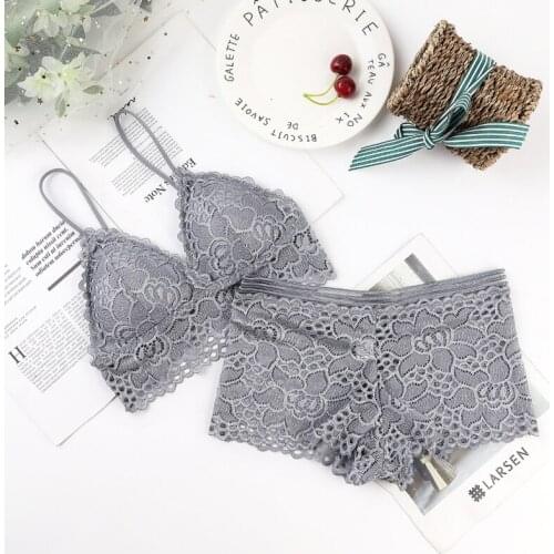 Sexy Lace Bottom Bra Set Female Tube Top Sexy Padded Underwear Women Deep V Bra Set