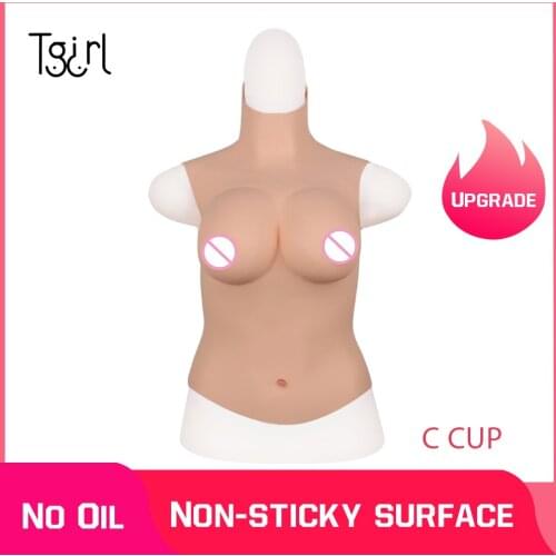 No Oil Silicone C Cup Breast Forms Half Body Suit Drag Queen Crossdressers Transgender Transvestite