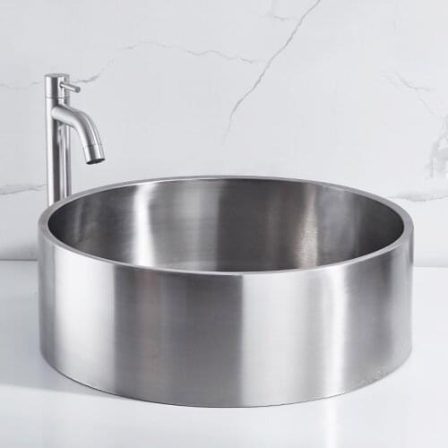 Stainless Steel Round Wash Basin Bathroom Sink Bowls Countertop Wash Hand Basins Vessel Sink Shampoo Sinks