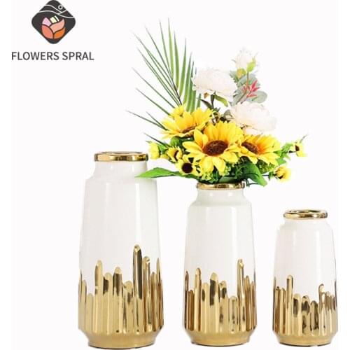 Nordic Electroplating Vase White Vase Creative Home Decoration Wedding Vase Dried Flower Flower Arrangement Vase Decoration