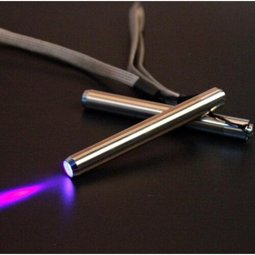 Led UV Flashlight Torch Ultra Violet Light Stainless Steel Mini Pocket Flashlight Lamp AA Battery for Marker Checker Detection