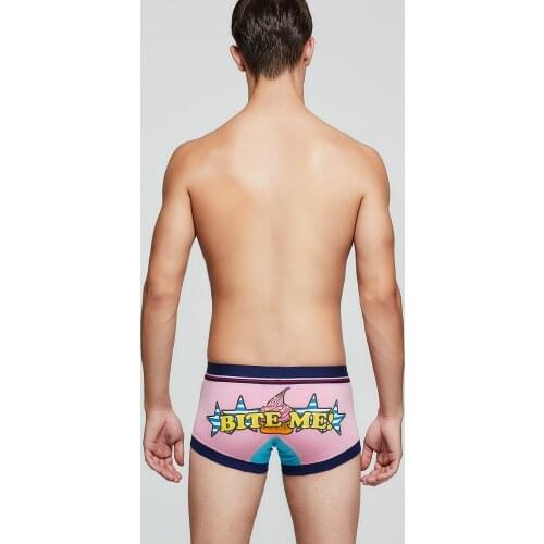 Young Men Gay Underwear Fashion Letter Printing Mens Boxers Briefs Soft Breathable Cotton Low Rise Short Pants Cuecas Masculina