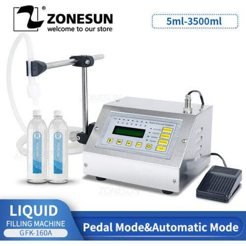 ZONESUN Semi Automatic GFK-160A Digital Control Liquid Milk Wine Water Bottle Filling Machine Dosing Filler