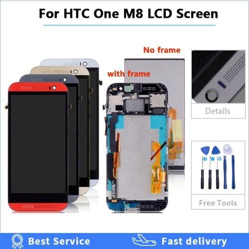 High quality LCD Display With Frame For HTC ONE M8 Touch Screen Digitizer Assembly Replacement 5.0" For HTC M8 LCD Screen 831c