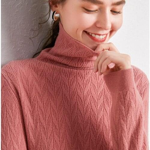 Zocept 2020 New Autumn Winter Womens Pure Merino Wool Knitted Twisted Sweater Turtleneck Fashion All-Match Pullover