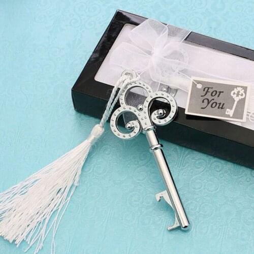 100pcs/Lot Fashion Silver Key To My Heart Collection Metal Key Chain Ring Bottle Opener Wedding Favors Gift ZA4672