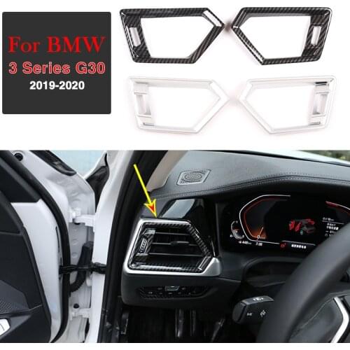 2pcs ABS Chrome Carbon Fiber Car Interior Side Air Conditioning Outlet Vent Frame Accessories For BMW 3 Series G20 G28 2019-2020
