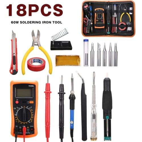 220V Electric Soldering Iron Pen Tool Kit Multimeter Tweezers Utility Cutter 60W Welding Desoldering Pump Iron Welding Tool Part