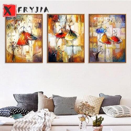 3pcs Dancing Girl Abstract Painting Nordic diamond mosaic painting rhinestone of embroidery full round square drill mosaic set