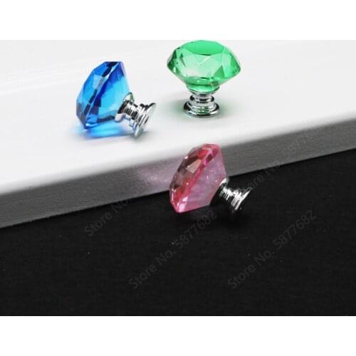 30mm Diamond Shape Design Crystal Glass Knobs Cupboard Pulls Drawer Knobs Kitchen Cabinet Handles Furniture Handle Hardware