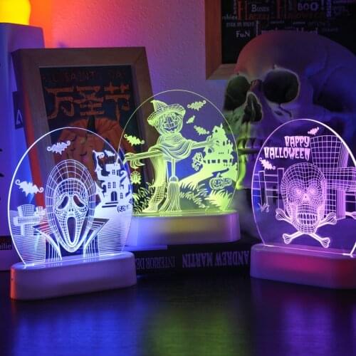 Halloween 3D Night Light Pumpkin Ornament Modeling Lamp 3D Creative Table Lamp Battery Usb Dual-purpose Decorative Lamp