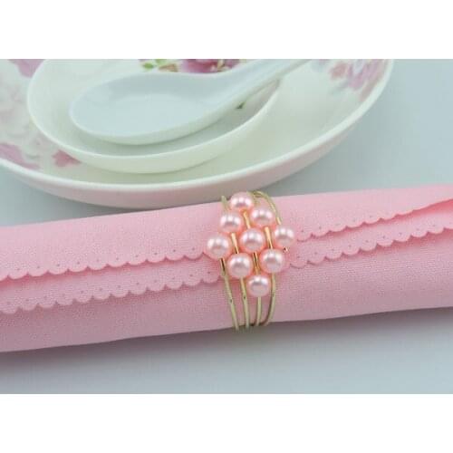 50pcs / lot Black Pearl metal napkin ring party dress for wedding table decoration accessories