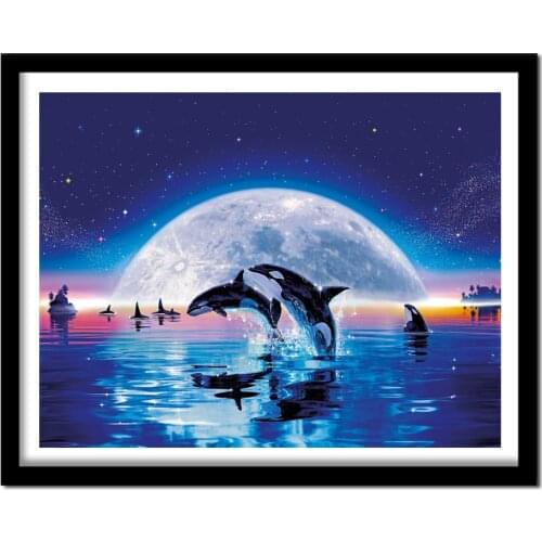 5D Diamant painting Diamont Embroidery Animal Series Home Decoration Resin Diamond Painting Dolphin Full Kits Needlework