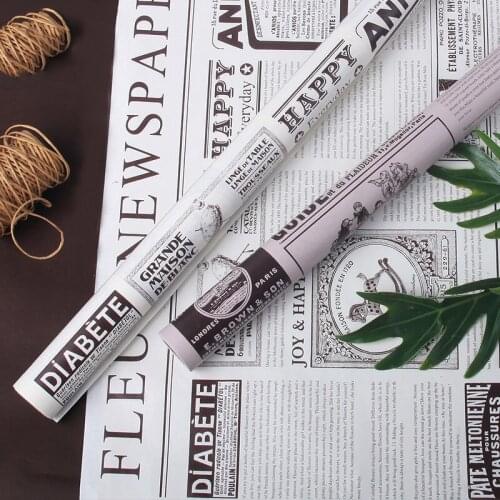 60cmx10y Vintage English newspaper Roll flower wrapping paper 40gsm kraft paper floral Gift packaging Papers Party Home Decor