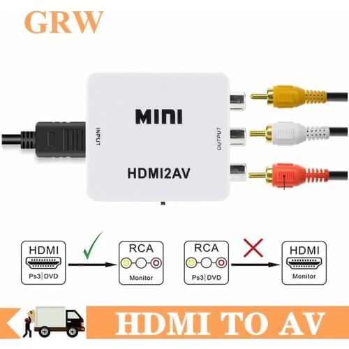 Hot Sale HDMI To RCA AV/CVBS Adapter HD Video Converter Box HDMI to RCA AV/CVSB L/R Video 1080P Mini HDMI to AV Support NTSC PAL