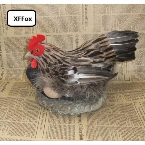 Big simulation brown hen model on a mat foam&furs chicken doll gift about 31x22x21cm xf2054